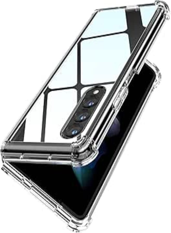 for Samsung Galaxy Z Fold 3 5G Case [Enhanced Corner Protection] Non-Yellowing Crystal Soft TPU Bumper Shockproof Hard Clear Back Cover 2021